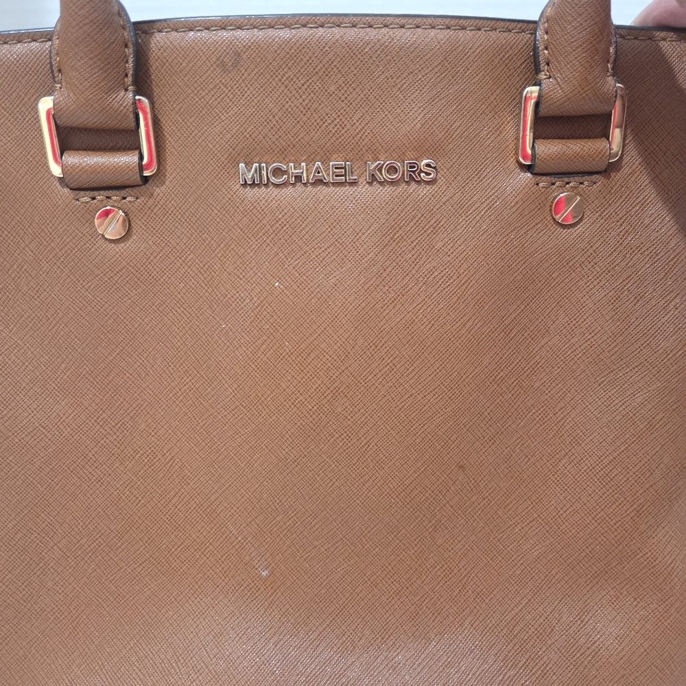 Michael Michael Kors Selma Large Leather Satchel Bag Luggage Brown AUTHENTC - Picture 10 of 17
